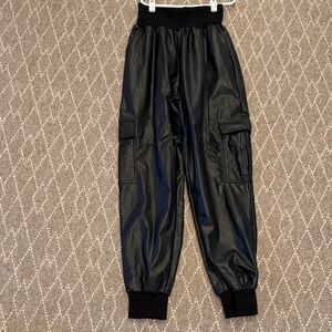 Dance & Marvel Black pleather Joggers. Size small